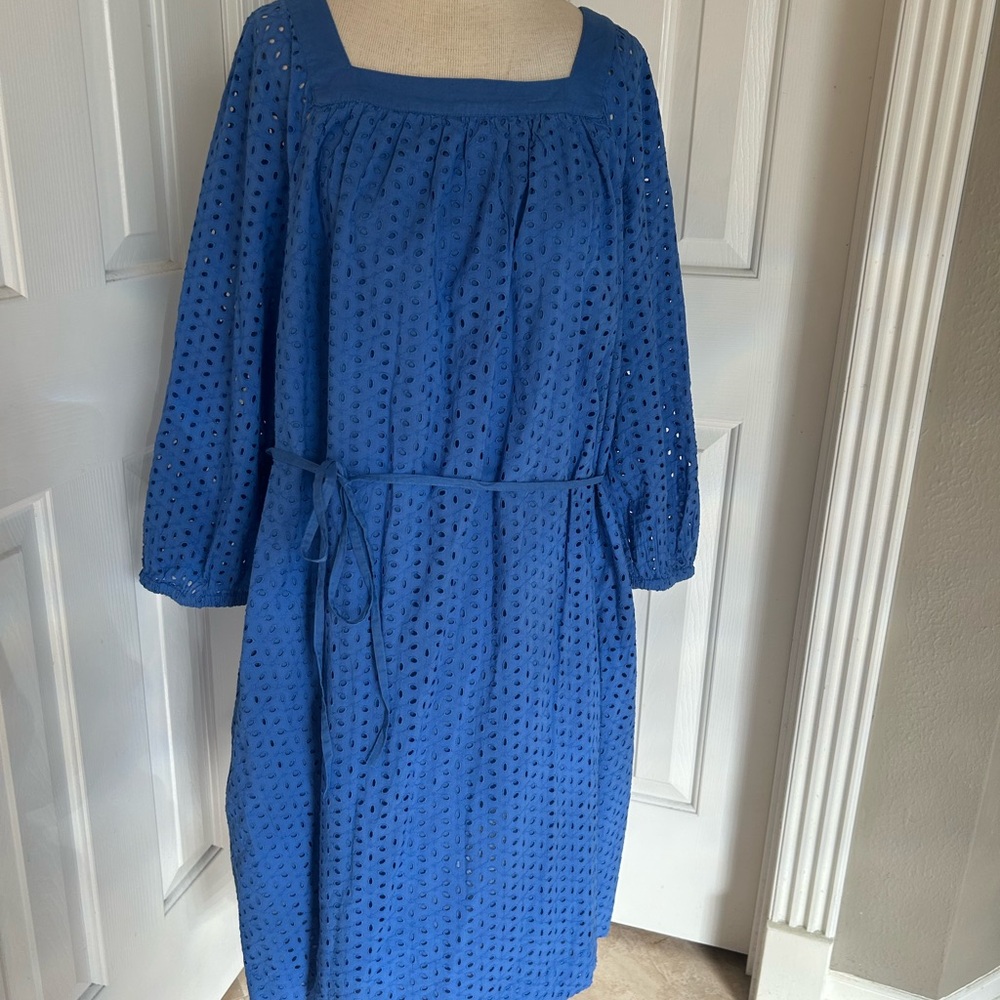 Lane Bryant Blue Sundress with Square Neck and Bishop Sleeves
